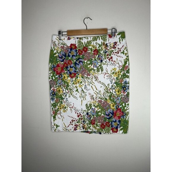 Linda Matthews White Floral Elastic Waist Pull-on Women's Skirt Size Lar… - Picture 1 of 11